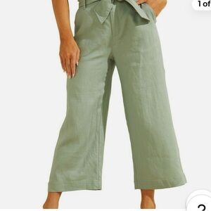 GUESS TESSA LINEN CULOTTE Pants COLOR FADE TO JADE